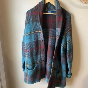Polo ralph lauren wool plaid coat/ cardigan